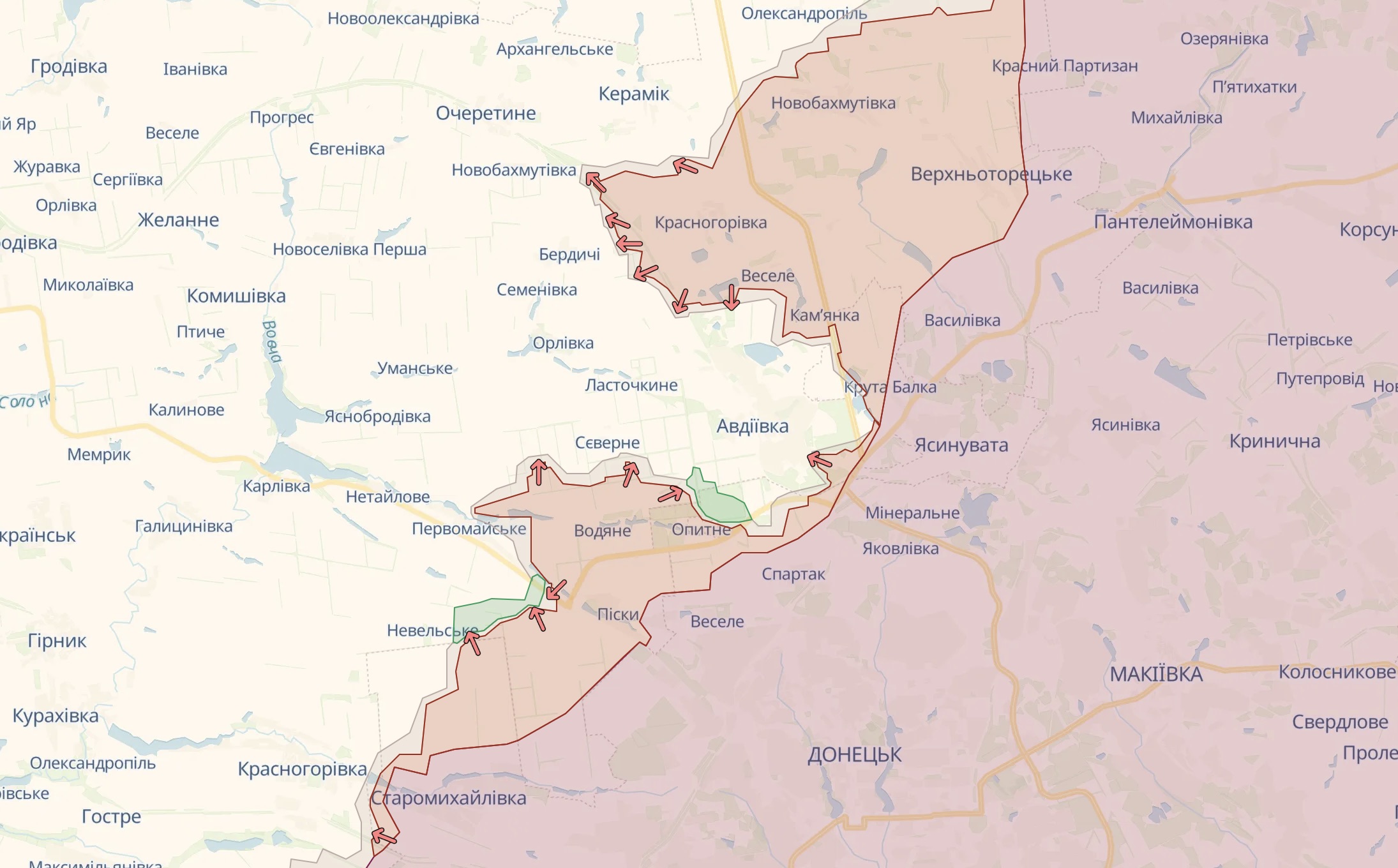 Орієнтовна лінія фронту на Авдіївському напрямку / Deep State