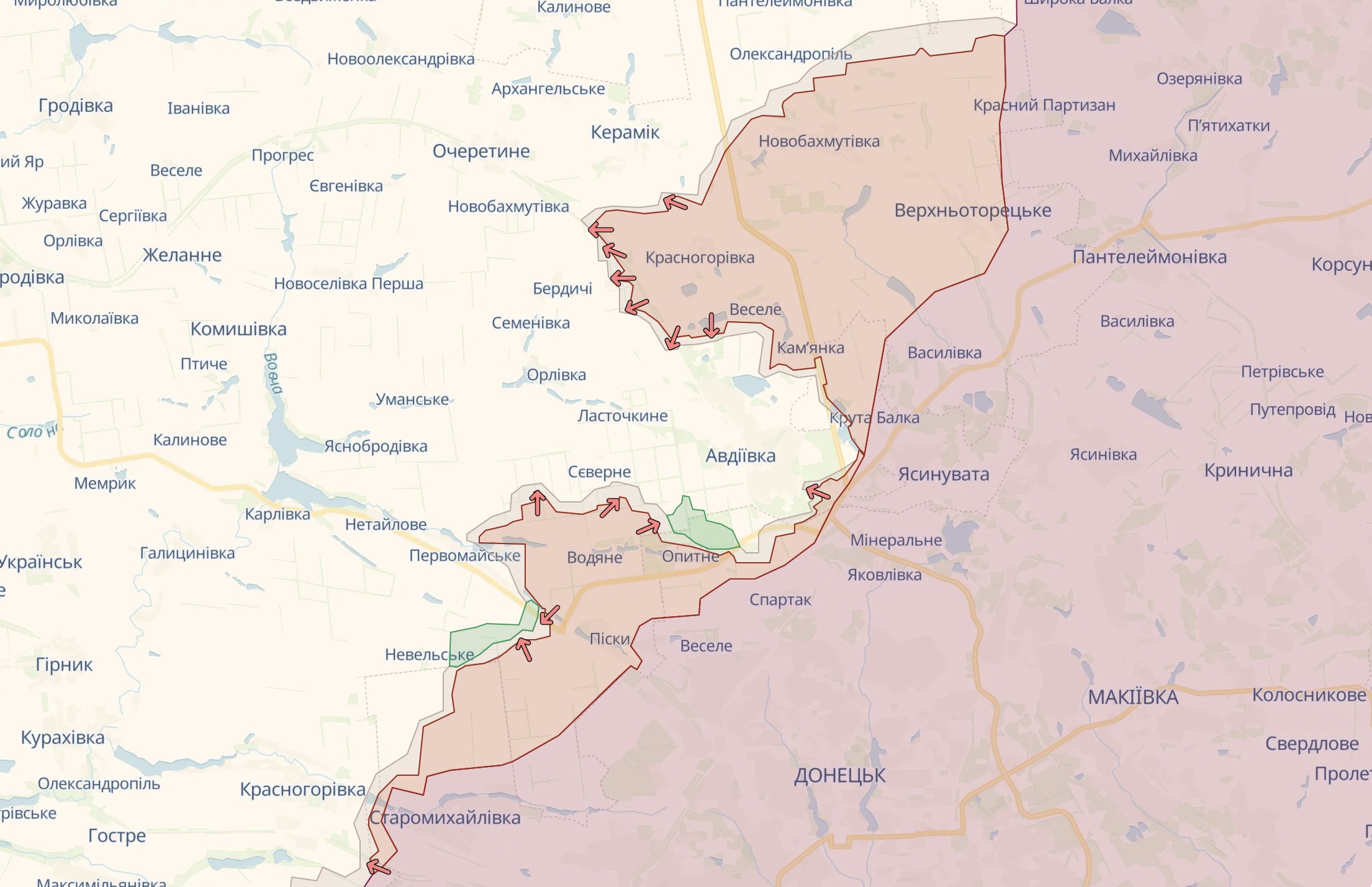 Орієнтовна лінія фронту біля Авдіївки станом на 9 грудня / Deep State