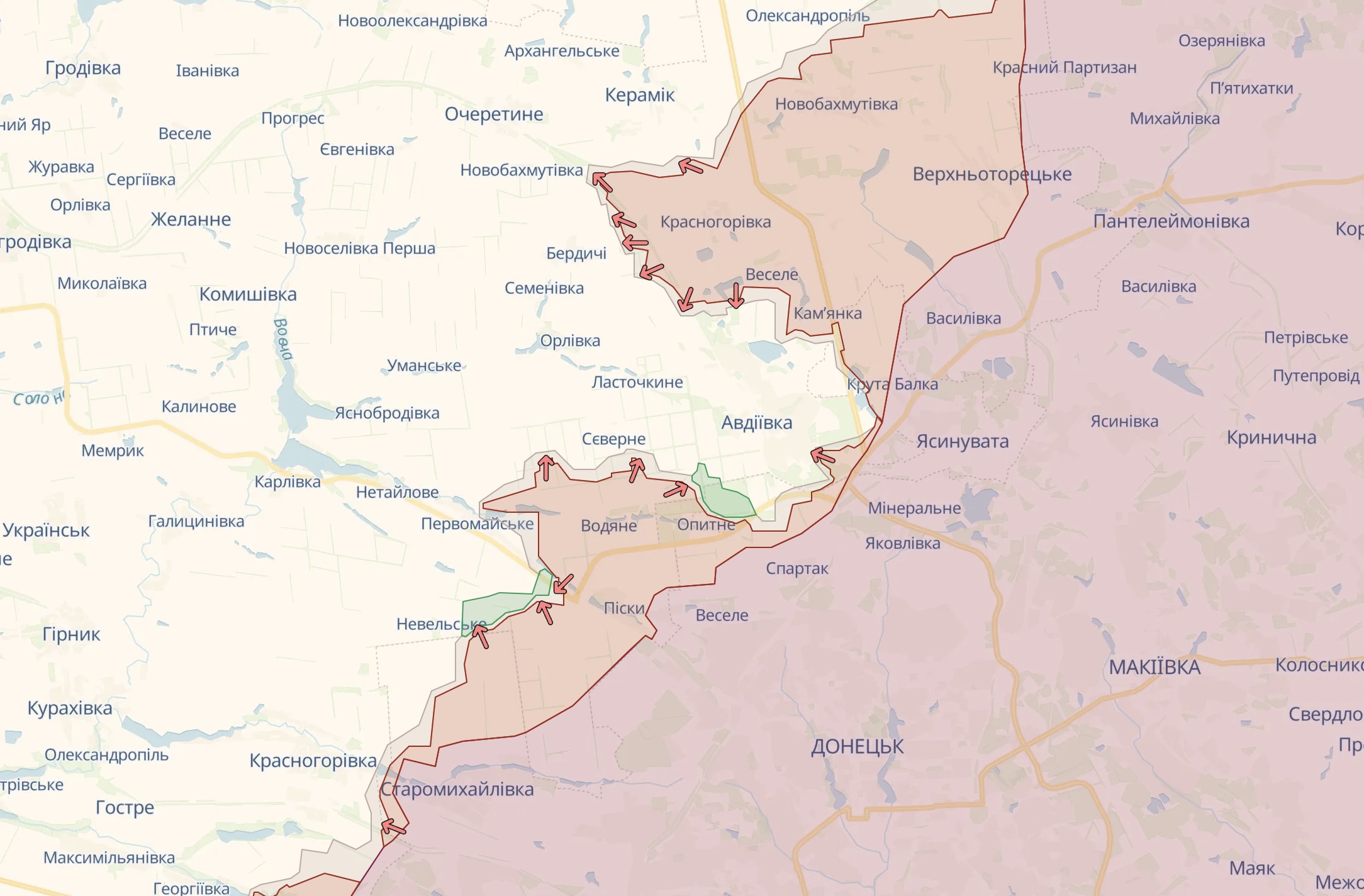 Орієнтовна лінія фронту на Авдіївському напрямку / Deep State
