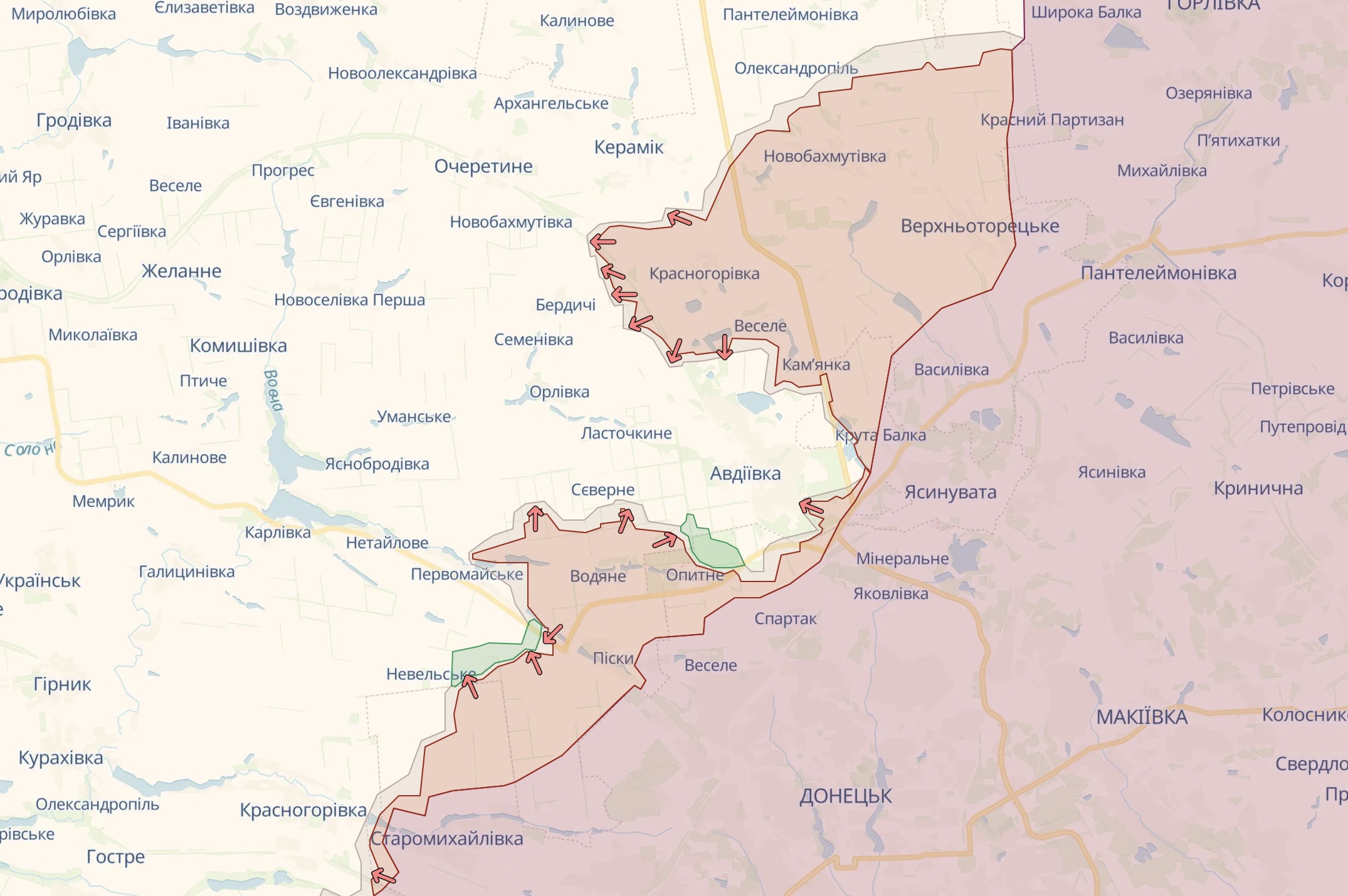 Орієнтовна лінія фронту біля Авдіївки / Deep State