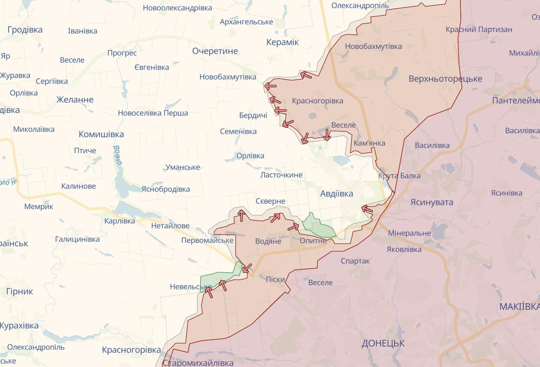 Орієнтовна лінія фронту біля Авдіївки / Deep State